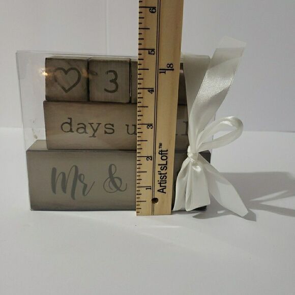 Wooden Block 6 Piece Wedding Day Countdown Calendar Engagement Gift - Picture 4 of 4